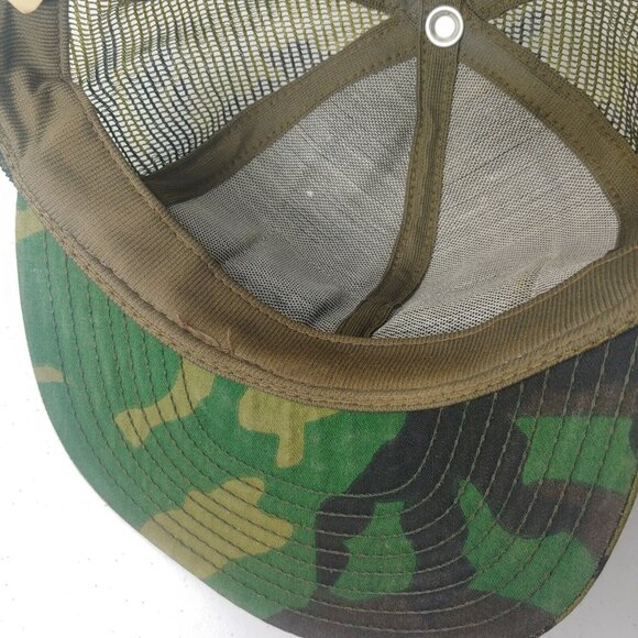 Budweiser Beer Cap Hat Camouflage Green Snap Back Trucker Vintage USA Hunting - Picture 9 of 9